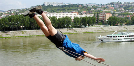 Extreme Bratislava: Bridge Swing Jumps from the Lafranconi Bridge