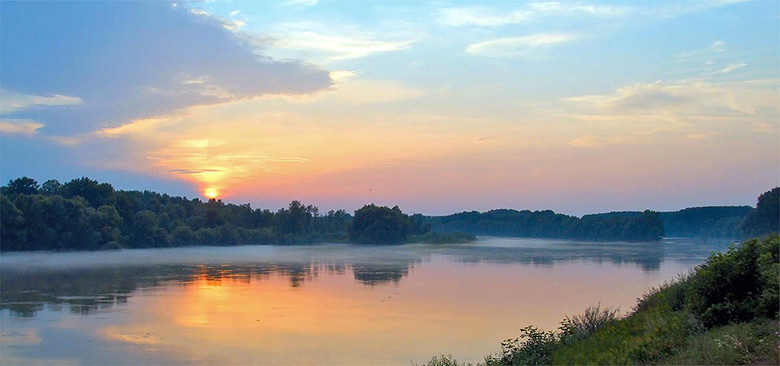 The Danube before sunset near the Gabcikovo Csarda