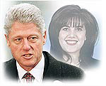 Koláž Billa Clintona a Moniky Lewinskej v denníku Washington Post