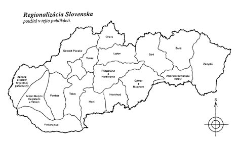 Mapa regiónov Slovenska - ukážka z knihy Tradičná kultúra regiónov Slovenska