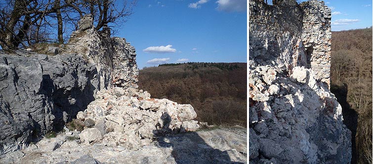 Falling masonry at Pajstun Castle (Male Karpaty)