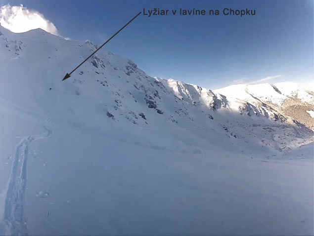 Lavína na Chopku a lyžiar - 10. februára 2014
