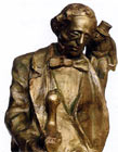 Detail of a sculpture of Hans Christian Andersen by Tibor Bartfay