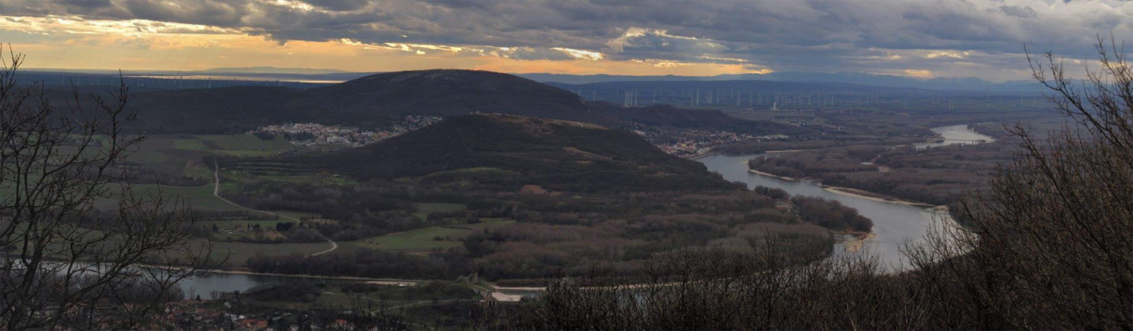 The Danube River in Devinska Brana Gate. Panorama view