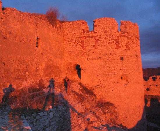 Sun set at Plavecky Hrad Castle